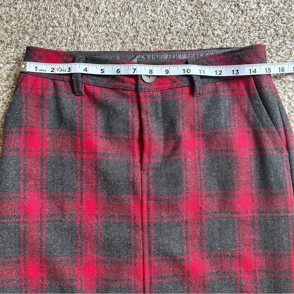 🦋 Eddie Bauer Grey and Red Plaid Wool A-Line Mini Skirt Size 4